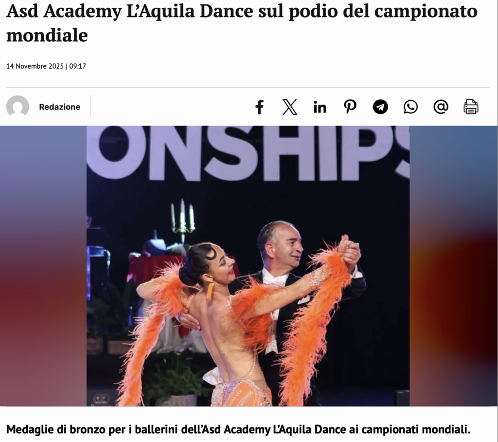 Asd Academy L’Aquila Dance sul podio del campionato mondiale

14 Novembre 2025