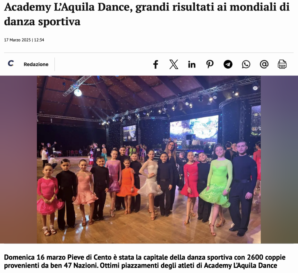 Academy L’Aquila Dance, grandi risultati ai mondiali di danza sportiva

17 Marzo 2025