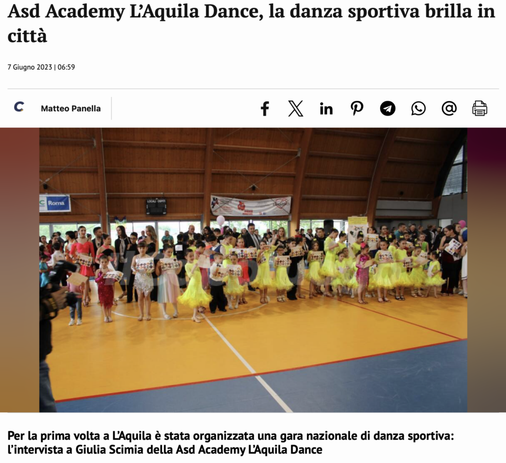 Asd Academy L’Aquila Dance, la danza sportiva brilla in città

7 Giugno 2023